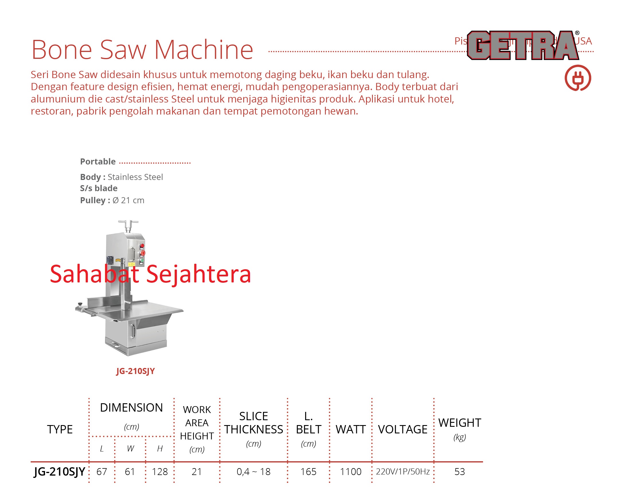 Bone Saw Machine Getra JG-210SJY