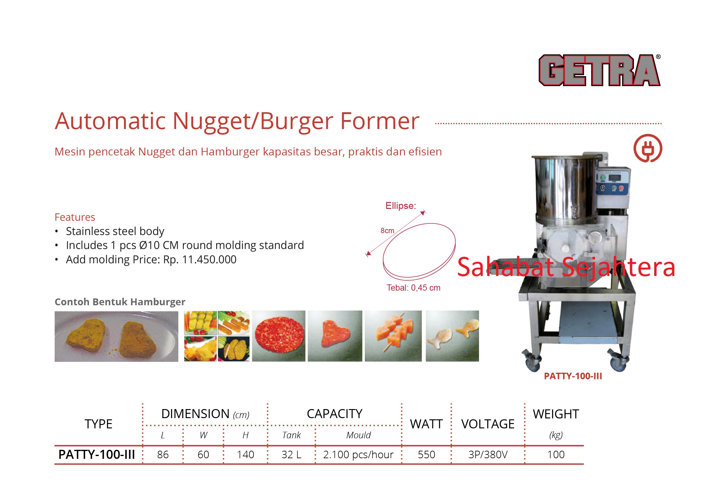 Automatic Nugget/Burger Former GETRA