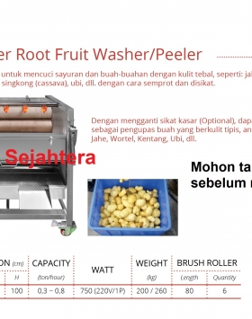 Brush Roller Root Fruit Washer/Peeler Getra QX-608