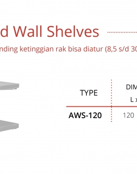 Stainless Steel Double Adjusted Wall Shelves Getra Type AWS-120 Rak Dinding