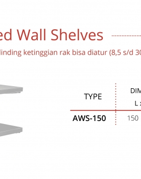 Stainless Steel Double Adjusted Wall Shelves Getra Type AWS-150 Rak Dinding