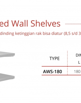 Stainless Steel Double Adjusted Wall Shelves Getra Type AWS-180 Rak Dinding