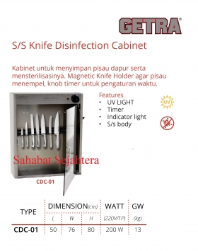 S/S Knife Disinfection Cabinet Getra Type CDC-01 Kabinet Penyimpan Pisau