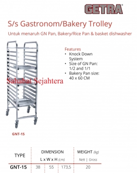 S/S Gastronom/Bakery Trolley Getra Type GNT-15