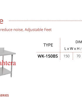 Stainless Steel Working Table W/ Backsplash Getra Type WK-150BS