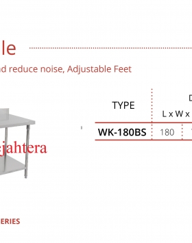 Stainless Steel Working Table W/ Backsplash Getra Type WK-180BS