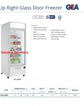 Up Right Glass Door Freezer GEA