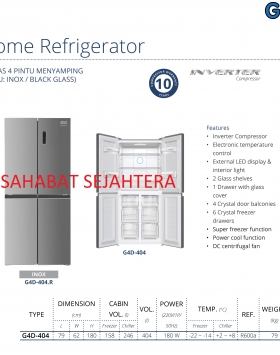 Home Refrigerator Kulkas 4 Pintu GEA G4D-404 INOX