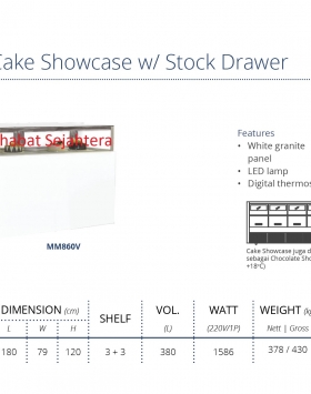 Rectanguler Cake Showcase w/ Stock Drawer GEA