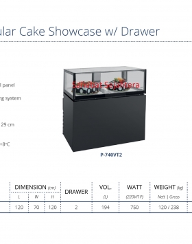 Rectangular Cake Showcase w/ Drawer GEA