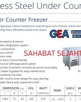 Stainless Steel Undercounter Freezer GEA