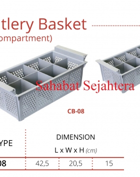 Cutlery Basket (8 Compartment) Getra CB-08 Tempat Untuk Mengeringkan Sendok/Garpu