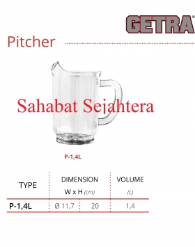 Pitcher Getra P-1,4L Kapasitas 1,4L