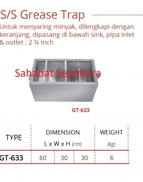 S/S Grease Trap GETRA GT-633 Penyaring Minyak