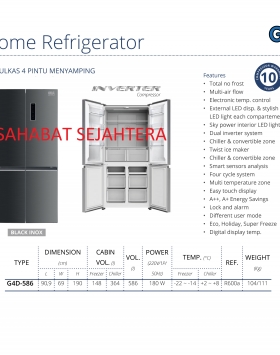 Home Refrigator GEA G4D-586 Black Inox