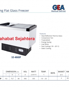 Sliding Flat Glass Freezer GEA