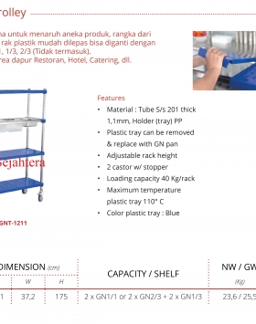 S/S GN Rack Trolley Getra Type GNT-1211 Troli 4 Rak Serbaguna