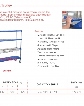 S/S GN Rack Trolley Getra Type GNT-1566 Troli 4 Rak Serbaguna