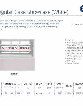 Rectangular Cake Showcase (White) MR750V