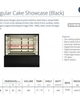 Rectangular Cake Showcase (Black) GEA