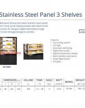 Black Stainless Steel Panel 3 Shelves GEA