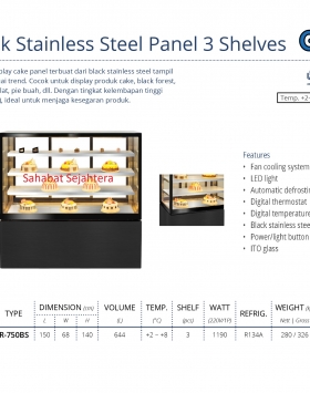 Black Stainless Steel Panel 3 Shelves GEA