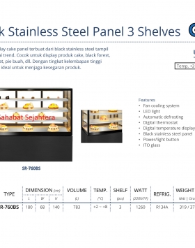 Black Stainless Steel Panel 3 Shelves GEA