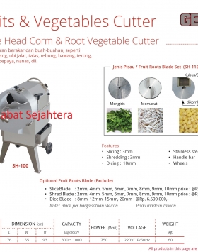 Single Head Corm & Root Vegetable Cutter Getra SH-100