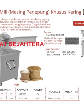 S/S Disc Mill (Mesin Penepung) Khusus Kering Getra SY-250