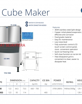 Ice Cube Maker GEA TF-2100 + ICE BIN TFB-1900 Mesin Cetak Es Batu