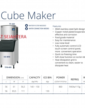 Ice Cube Maker GEA TF-420 + Ice Bin TFB-400 Mesin Cetak ES Batu