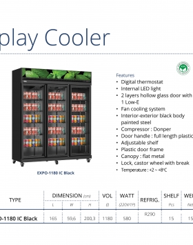 Display Cooler GEA EXPO-1180IC BLACK Kulkas Showcase 3 Pintu